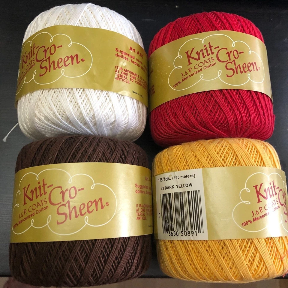 J&P Coats KNIT-CRO-SHEEN Crochet Thread- MANY COLORS Metallic and plain - Image 4 of 4