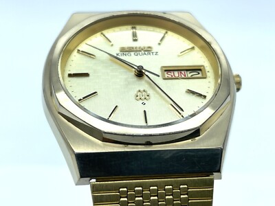 稼働ＳＥＩＫＯＫＩＮＧQUARTZ　デイデイトゴールド純正ベル9923-7010 Vintage SEIKO KING QUARTZ Watch Twin Quartz Gold Dial 9923-7010
