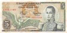 Colombia  5  Pesos Oro  4.1.1979  P 406f  Circulated Banknote MPCH