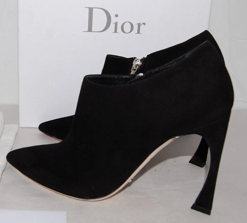 Bottines à talons hauts cuir daim noir ❤️37/7 CHRISTIAN DIOR 