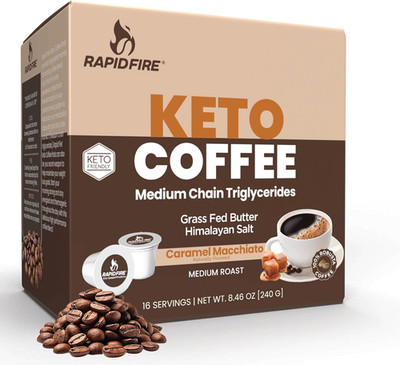 Rapidfire Caramel Macchiato Ketogenic High Performance Keto Coffee Pods, Support
