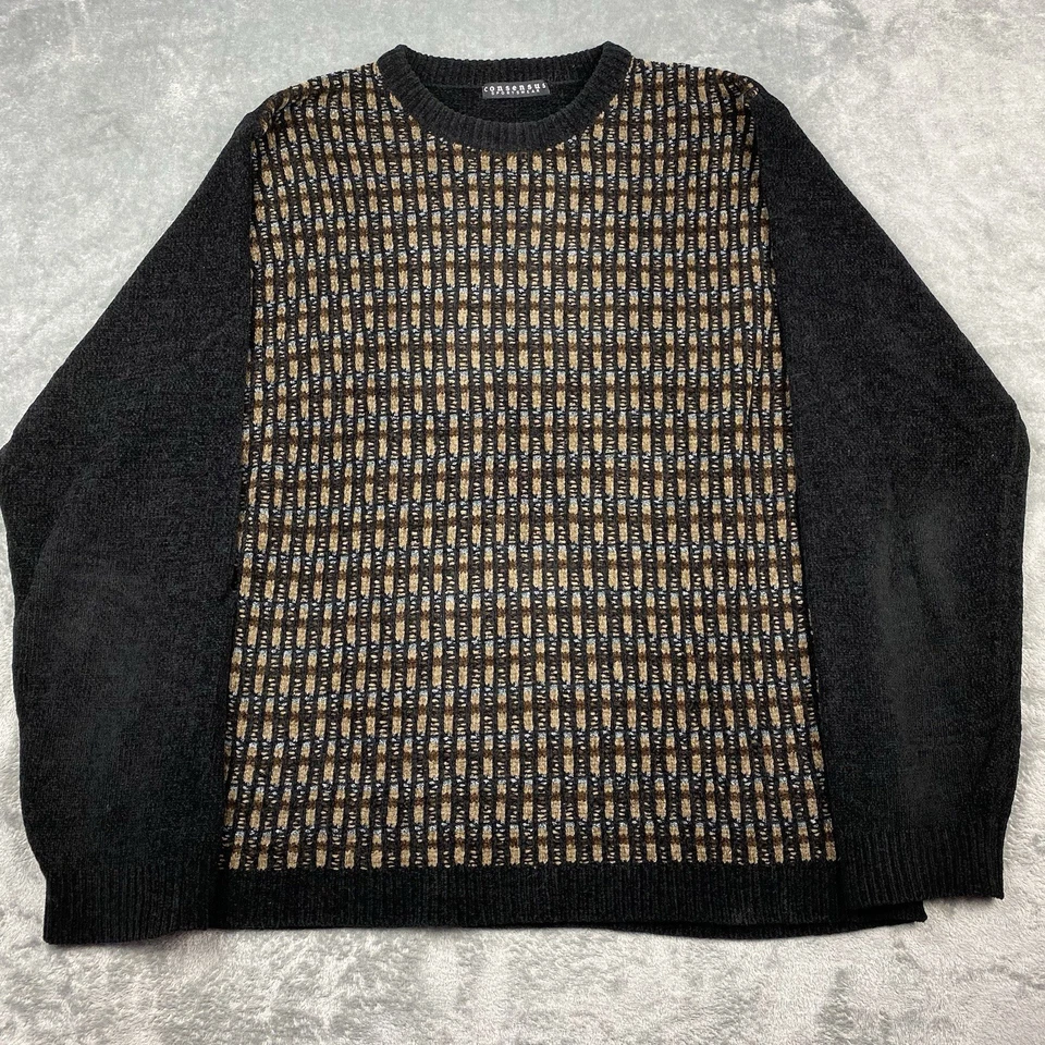Vintage Consensus Sweater Mens Size L Textured Chenille Grandpa Pullover Skater - Image 2 of 4