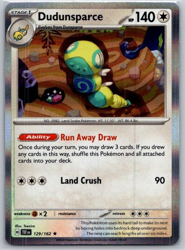 Dudunsparce 129/162 Rare Temporal Forces Pokemon Holo Near Mint