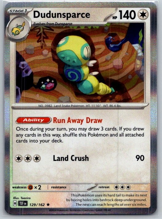 Dudunsparce 129/162 Rare Temporal Forces Pokemon Holo Near Mint