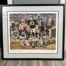 Oakland Raiders Legends Signed 101/1000 Harrington Print Multi Autograph