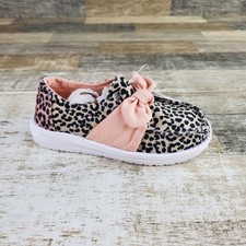 HEY DUDE Wendy Bow Print Kids Loafer Shoes Sz 13 C13 Leopard White Round Toe