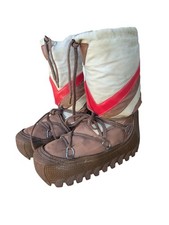 Vintage Lasco Moon Boots Tan Red Brown Laces 1980 Korea Size 5-6