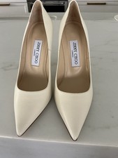 NIB Jimmy Choo ABEL Off-White Leather Pointed Toe Stiletto Pumps EU 36 100