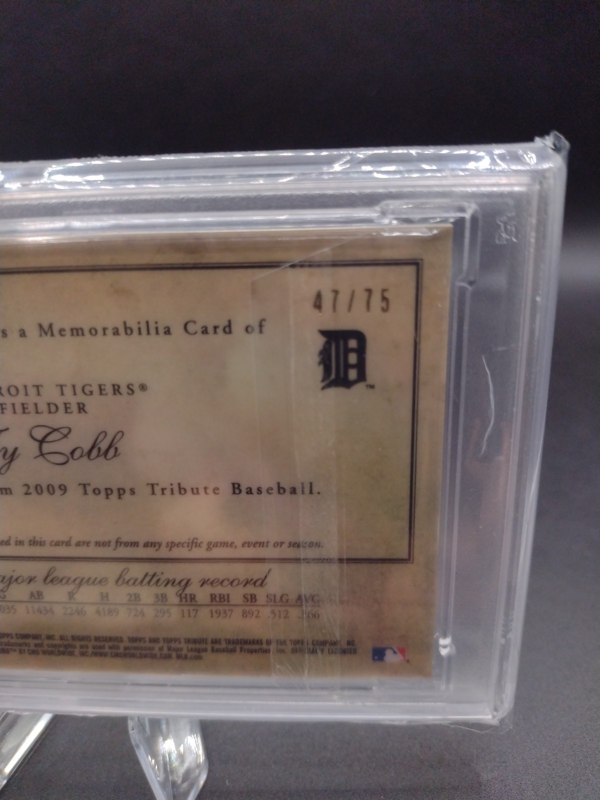 2009 Topps Tribute  Ty Cobb Dual Relic #41 Mint 9 47/75 view 4