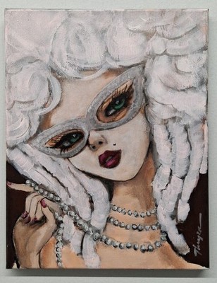 Original Mardi Gras Marie Painting 11x14 Thayer Art OOAK Canvas