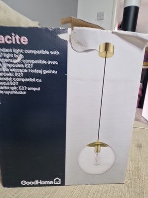 Dacite klarer Schirm mit Messingoptik Pendelleuchte Deckenleuchte E27, (Durchmesser) 280 mm