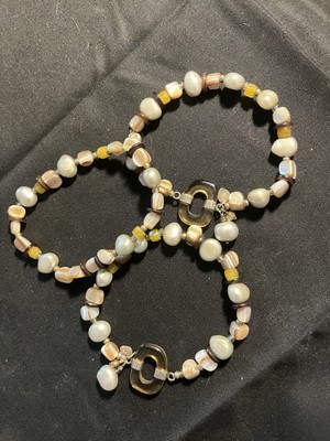 Vin. Silpada No Gray Area bracelets- (3) Pearls, Quartzite, Shell, Glass &Silver