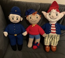 Hand Knitted Noddy Big Ears & Mr Plod Vintage Knitted Dolls Toy land Collection