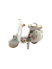 Vintage Nuova Capodimonte Porcelain Vespa Scooter Figurine Pink Flowers Italy 5"