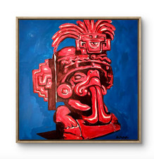 Aleph Original Art "Tlaltecuhtli" 24x24 Large Bold Color Expressionist On Canvas
