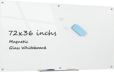 Glass Whiteboard Magnetic Dry Erase Board 6' X 3', Large Frameless Glass Whit...