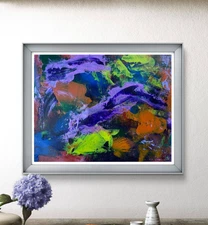 Original Art "Under the Sea" 11x14 Canvas Expressionism Abstract Design Home Art