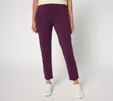 Denim  Co. Active Petite Duo Stretch Slim Straight Ankle Pant Deep Wine M New