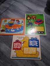 Children's Vintage Playskool Wooden Puzzle Lot of 3 1990s Sesame Street Disney