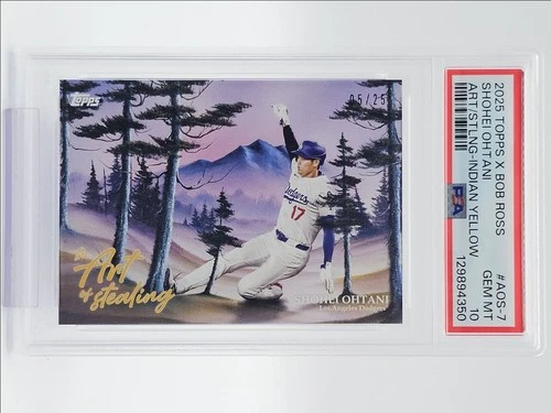 SHOHEI OHTANI 2025 TOPPS X BOB ROSS ART OF STEALING YELLOW /25 PSA 10 Q7002