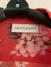 ARTIGIANO long sleeve  sheer blouse in  red and flowered   size 18 ex condition 