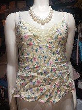 Vintage Yellow Chemise Floral Print Size 6 By Delicates