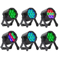 6 American DJ ADJ ElectraPix Par 7 Pak RGBAL UV DMX Par Lights w/ Flight Case