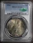 1923 (MS62 CAC) Peace Silver Dollar $1 PCGS - Beautiful Toning