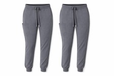 Lot 2 Mandala Scrub Jogger Pants Womens M Gray Stretch Nurse Medical Dental Vet