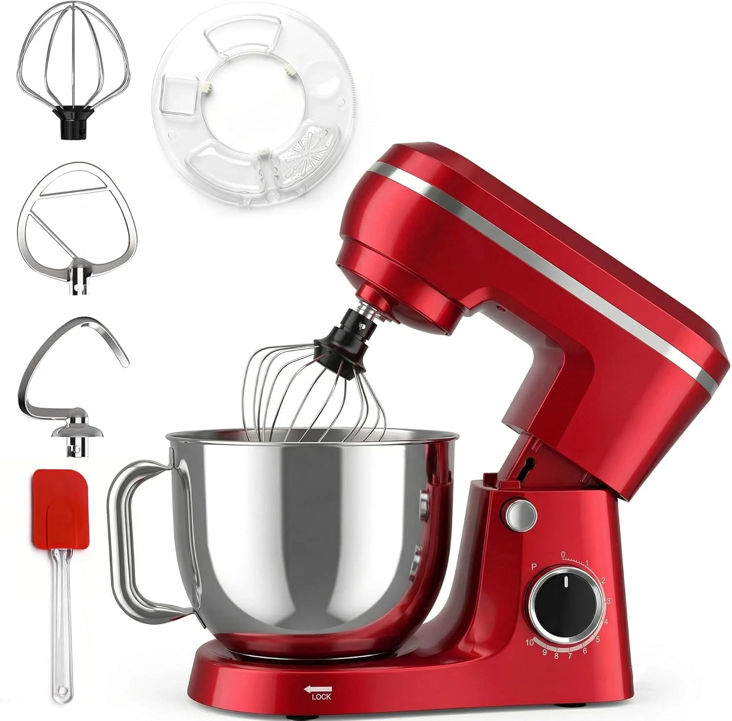 Household Stand Mixer with 6.5 Quart Bowl, Electric Food Mixer 10+P Speeds 660W,