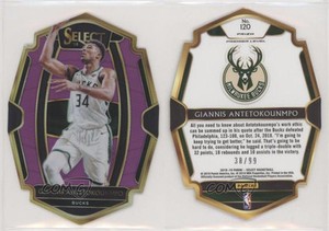 2018-19 Panini Select Premier Level Purple Prizm /99 Giannis Antetokounmpo #120