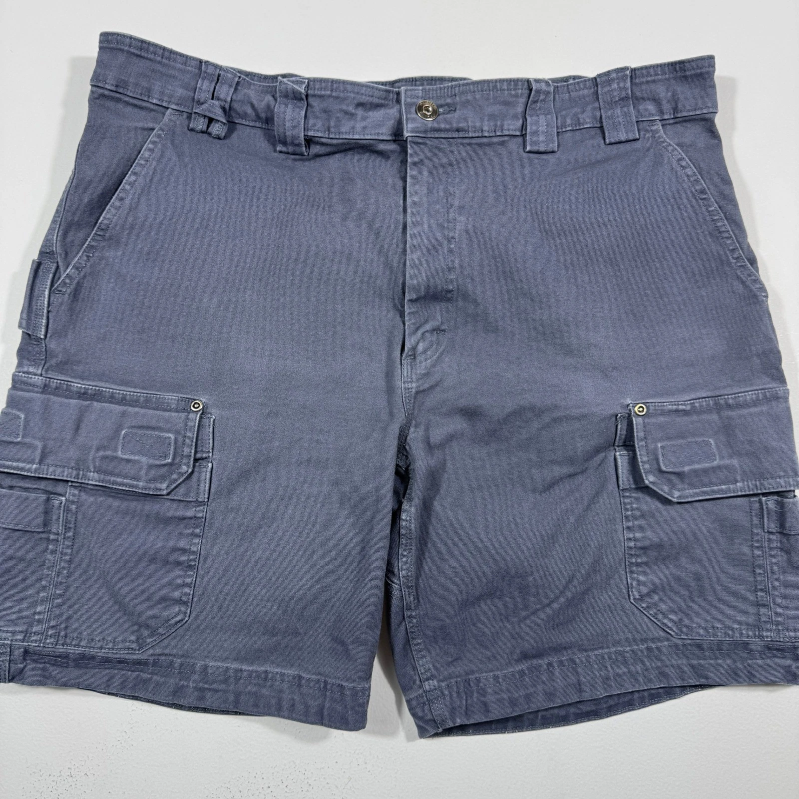 Duluth Trading Co Flex Fire Hose Cargo Shorts Mens 40 Relaxed Fit Blue Gray