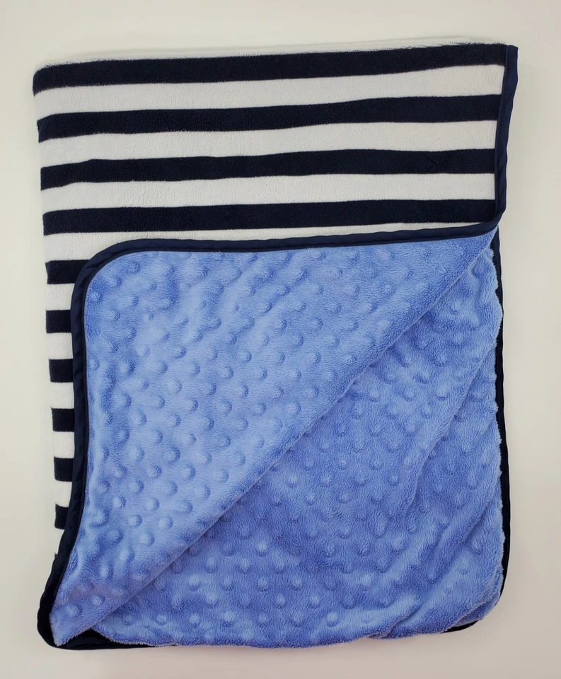 Cobertor de bebê Carters Child Of Mine peixe baleia listras azul ponto minky B58 - Imagem 3 de 4