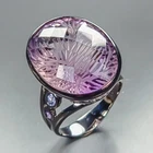 Handmade 37 ct Natural Amethyst Ring 925 Sterling Silver Size 8 /R467274