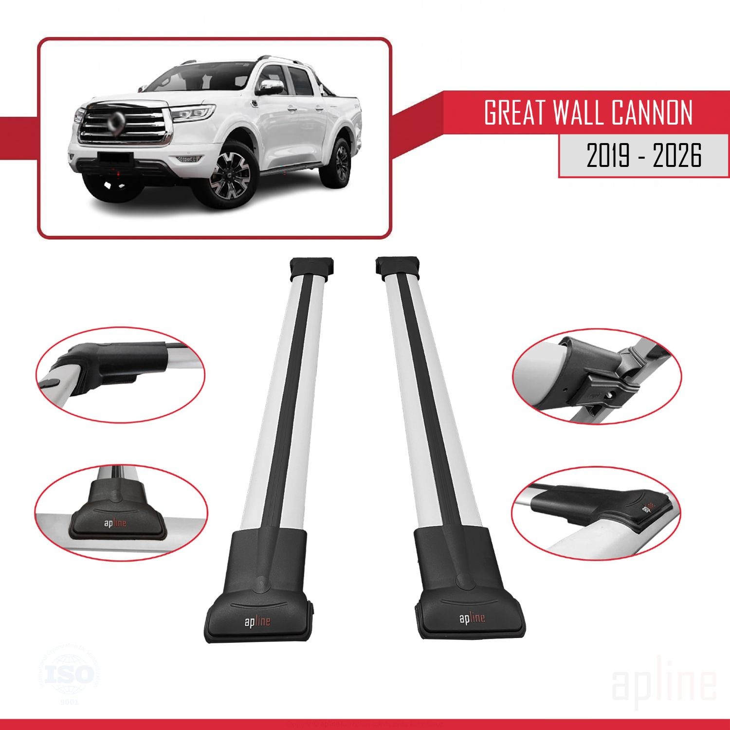 Barres de toit Great Wall Cannon 2019-2026 gris pour s'évader en week-end outdoor