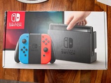 Nintendo Switch 1 Neon Red Blue Joy-Con Boxed Dock 256GB SD card Tested