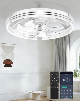 AIKVSXER Ceiling Fans with Lights and Remote, 20 Inch Low Profile Fandelier w...