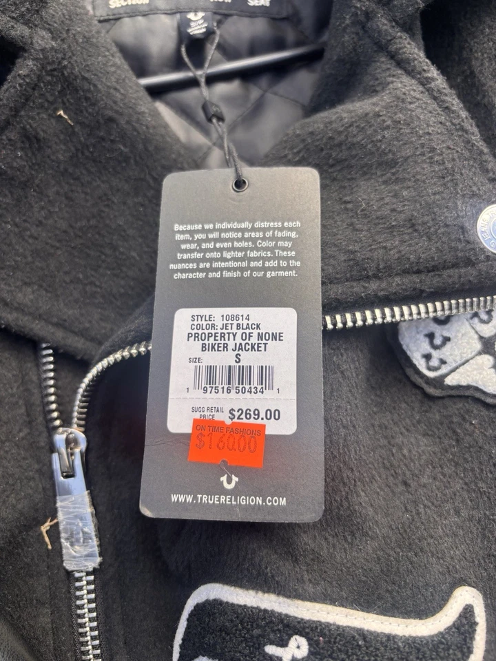 Chaqueta de cuero negra True Religion para hombre talla mediana Foto 2 de 3