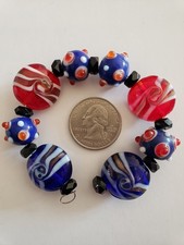 Lampwork Glass Floral Beads Lot Of 8 PC A19 