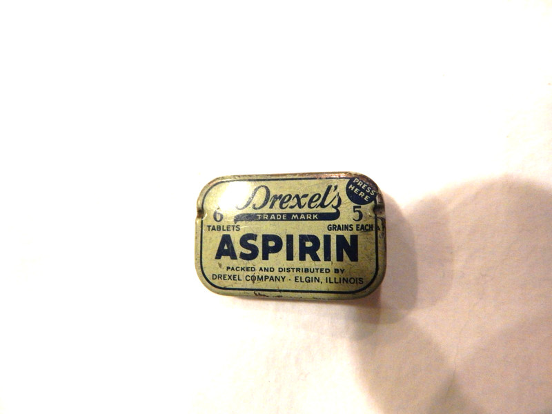 Drexel's ASPIRIN Elgin, ILL. - Hinged Container for 6 tablets of 5 Grains Each