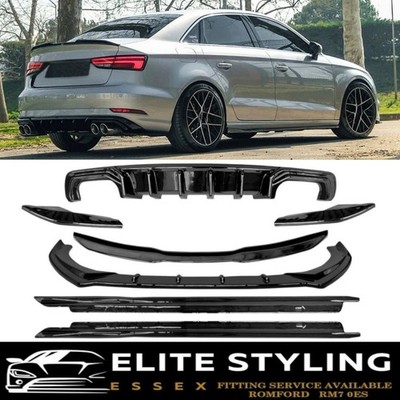 FÜR AUDI A3 8V LIMOUSINE SPORT BLK BODYKIT SPLITTER SPOILER DIFFUSOR FACELIFT 16-20