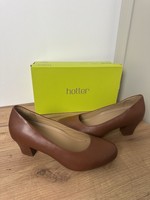 Hotter Angelica Leather Block Heel Court Shoes UK 7 Tan Brown NEW Dual WIDTH
