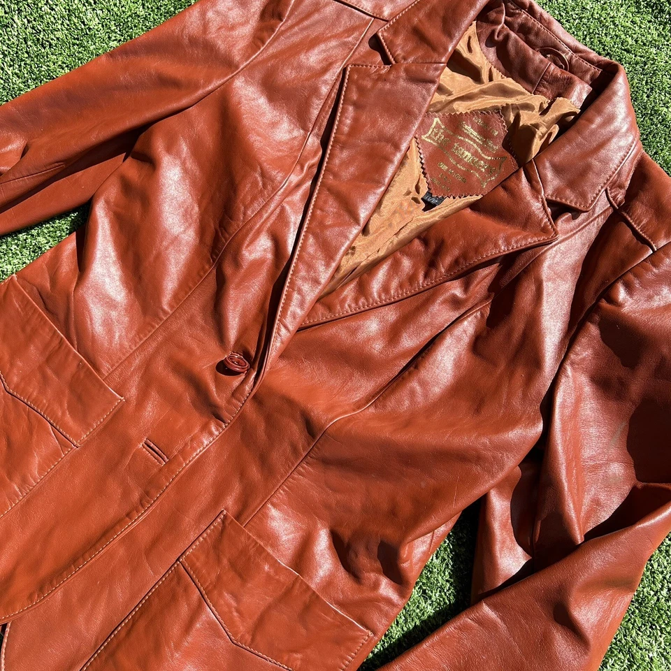 Винтажная кожаная куртка Burnt Orange Montgomery Ward The Tannery - Изображение 4 из 4