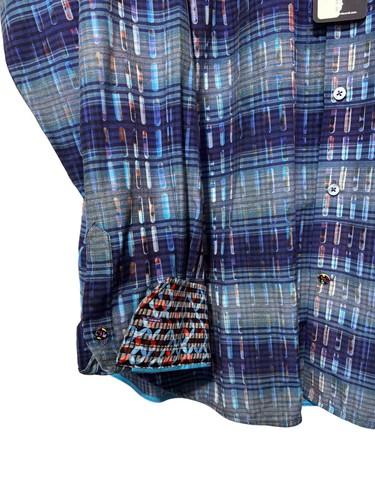 Luchiano Visconti Men's XXL Long Sleeve Button Down Cotton Blend Blue Multi NWT - 第 5/19 張圖片