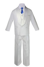 6pc Baby Boy Toddler Teen White Satin Shawl Lapel Suits Pick Up a NeckTie S-8