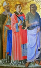 oil painting on canvas "Saints Nicholas, Lawrence, and John the Baptist"@N14769