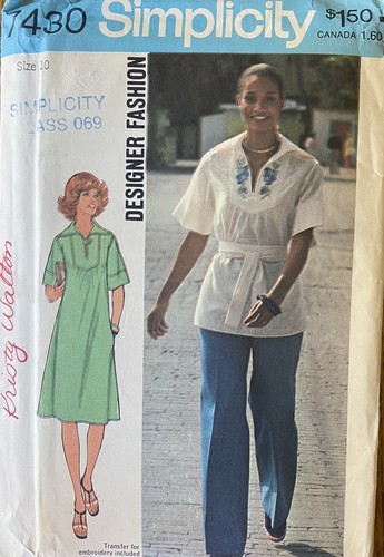 Vtg 70's Simplicity 7430 Sailor Collar DRESS TUNIC PANTS sewing pattern 10 b32.5 - Picture 1 of 2