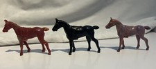1950s Hard Plastic Swirl Marbled Toy Horse Lot of 3 Vintage