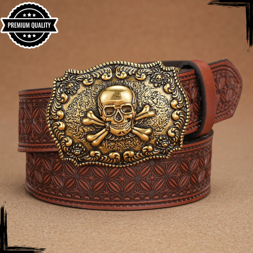 Mens Cowboy Leather Belt Buckle Casual Luxury Fashion High Quality Vintage Black - Picture 13 of 15