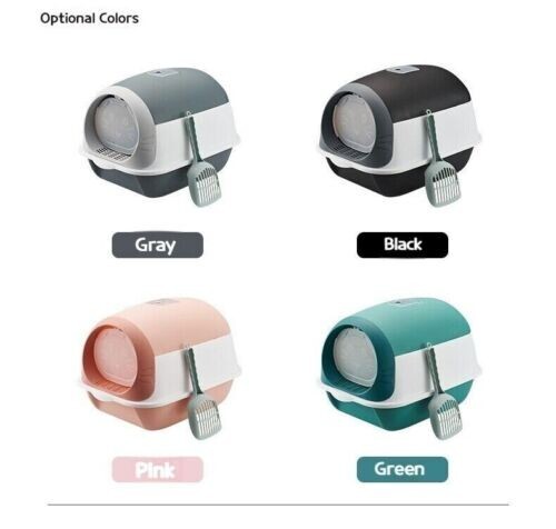 Pet Odorless Enclosed Cat Litter Box Oval Front Entry Cat Toilet Tray with Scoop - Picture 4 of 23